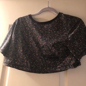 Colorful Spotted Black Crop Top